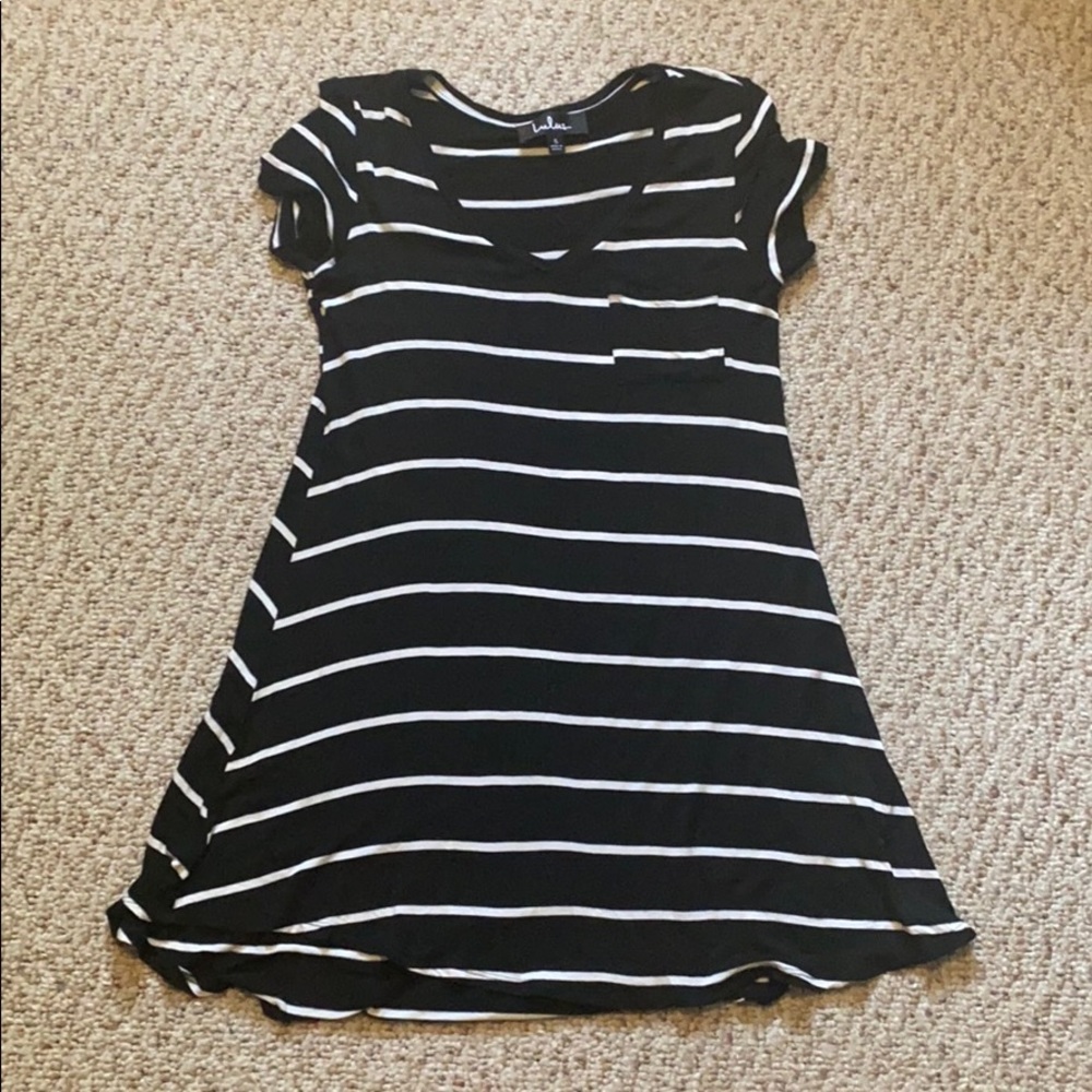 Lulus Black & white striped tshirt dress